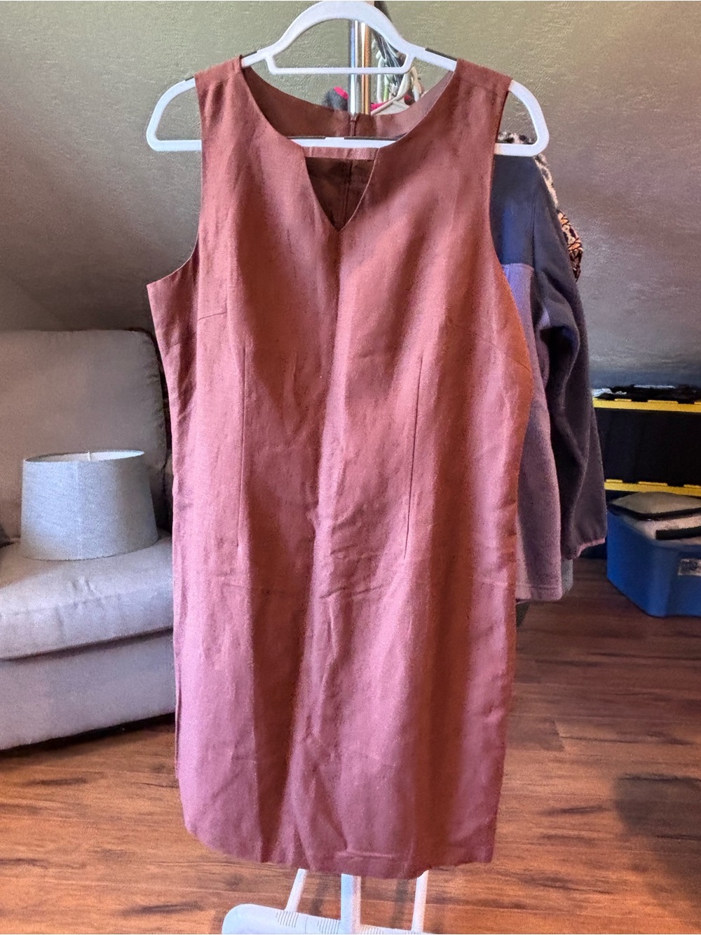 metrostyle Sleeveless Rust Midi Shift Dress